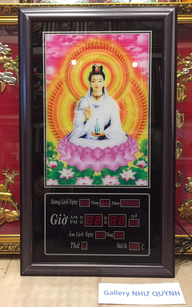 Tranh đồng hồ vạn niên , Phật Bà Quan Âm - 660