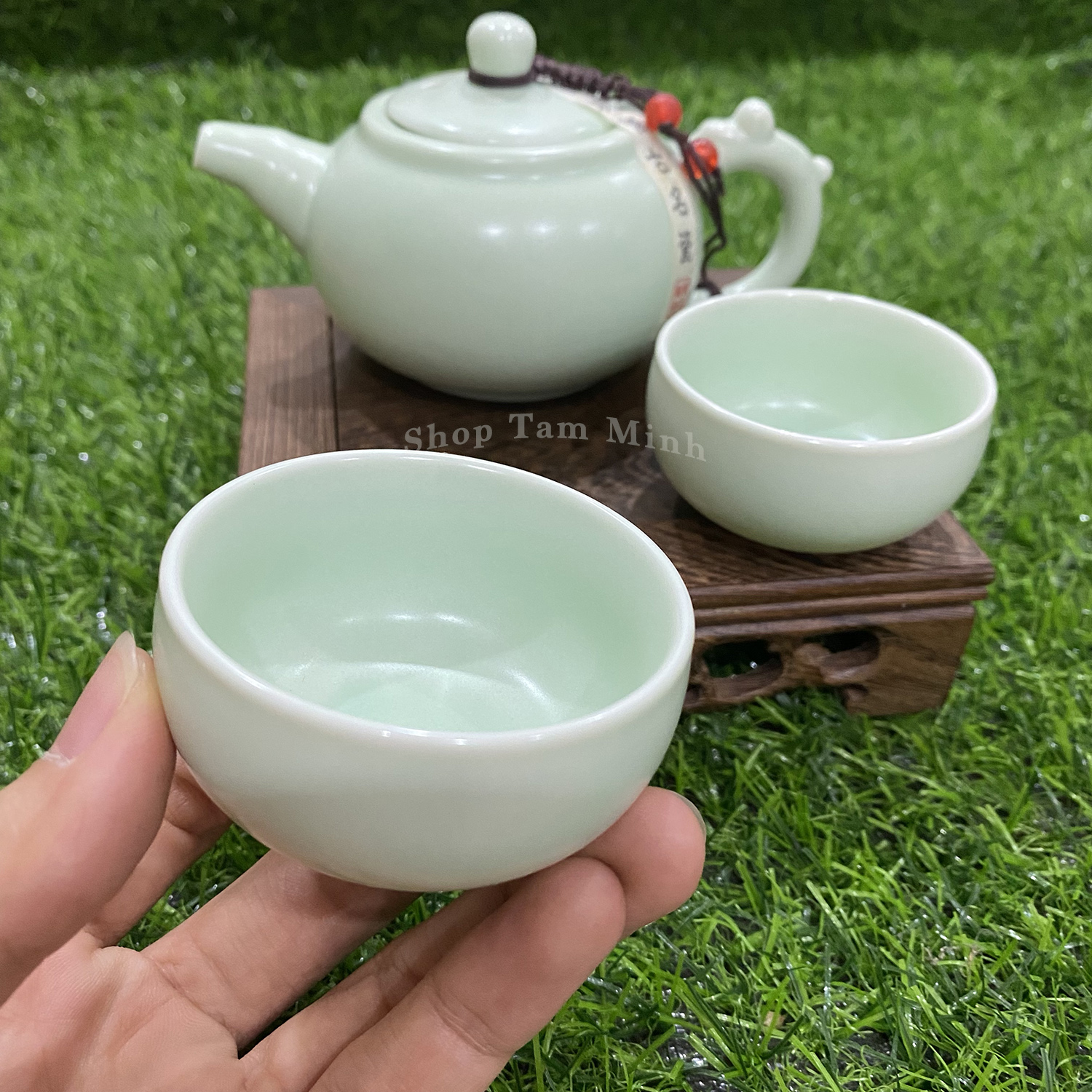 Bộ Ấm chén du lịch bằng Gốm sứ cao cấp, có hộp xách tiện lợi, Dung tích ấm 160ml; Thích hợp đi du lịch, dã ngoại - Bộ ấm chén pha trà du lịch