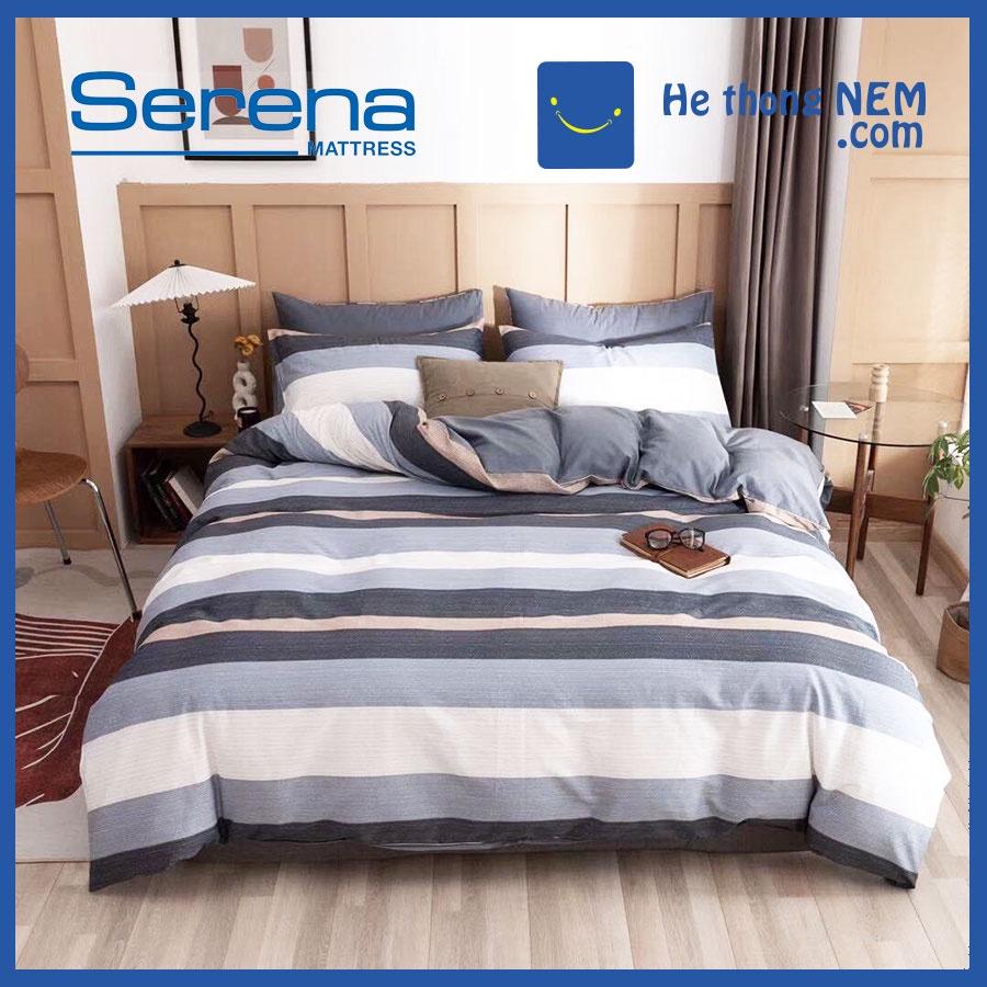 Bộ Chăn Ga Gối 5 Món Cotton lụa SERENA Cao Cấp Drap Giường Chăn Ga Gối Nệm - Hệ Thống Nệm