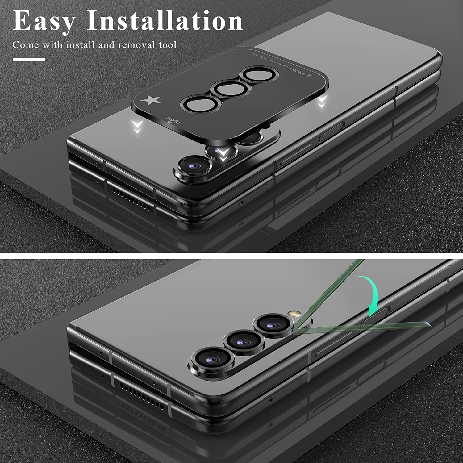 Bộ miếng dán kính cường lực bảo vệ Camera cho Samsung Galaxy Z Fold 4 hiệu HOTCASE Kuzoom Protective Lens mang lại khả năng chụp hình sắc nét full HD (độ cứng 9H, tặng kèm khung tự dán) - hàng nhập khẩu