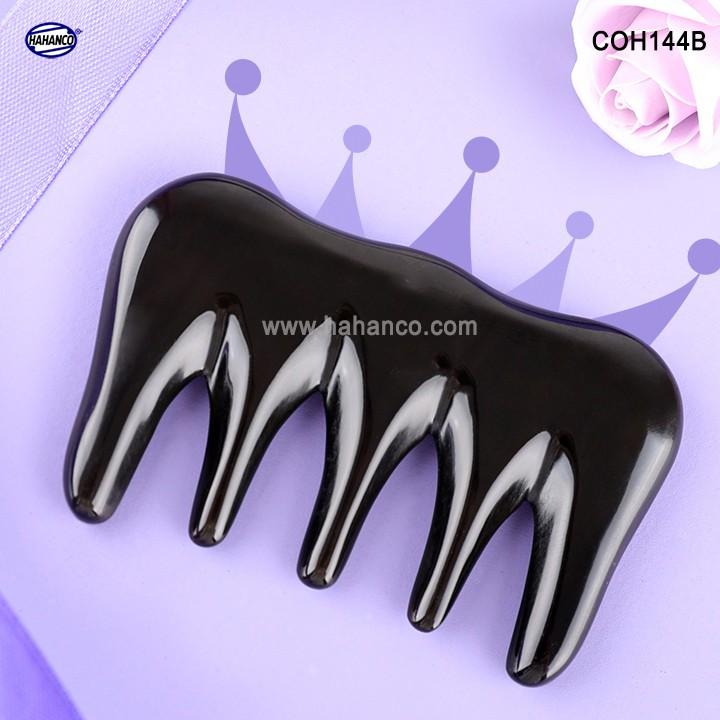 Lược sừng đen 5 răng mát xa (Size: S - 9cm) COH144B - Massage đầu giúp lưu thông khí huyết - Chăm sóc tóc