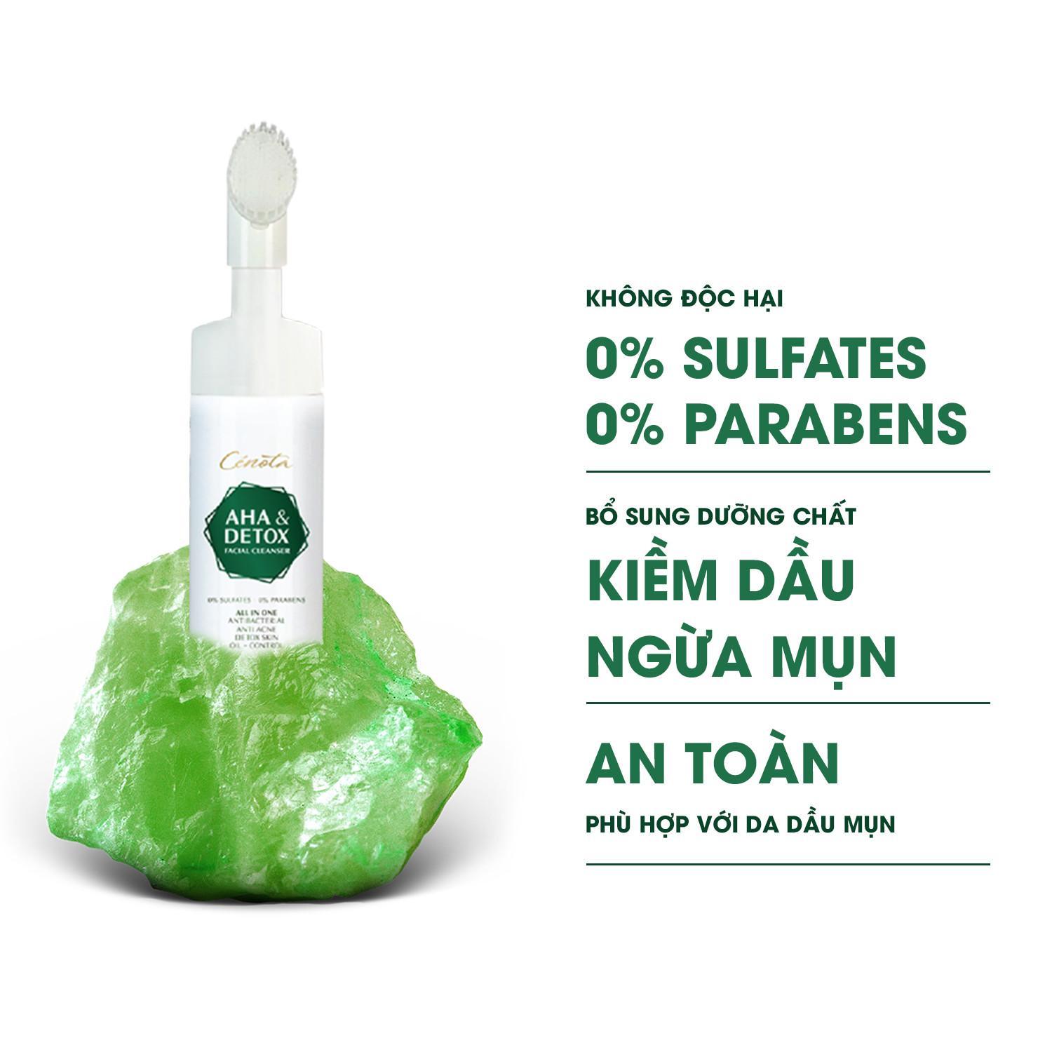 Sữa rửa mặt Ngừa Mụn Cenota AHA Detox 150ml Sạch Sâu Kiềm Dầu Lành Tính