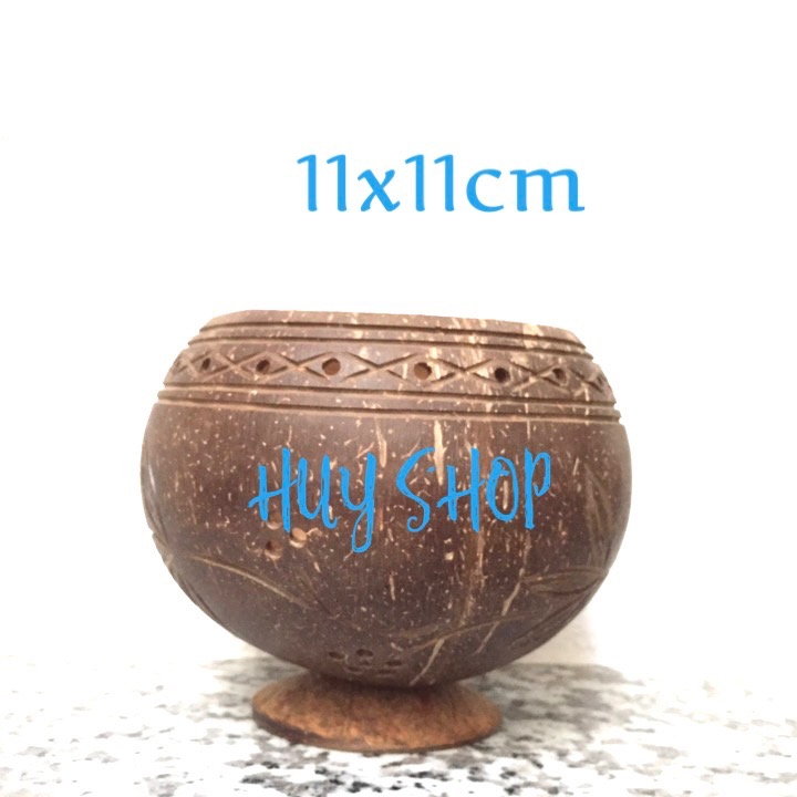 COMBO 2 CÁI CHẬU GÁO DỪA TRANG TRÍ HOA VĂN 11X11CM