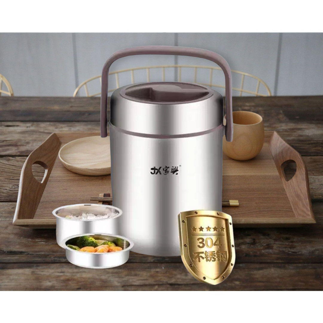 Cặp lồng cơm, hộp cơm giữ nhiệt văn phòng chất liệu inox JX 304 cao cấp, cặp lồng cà men 3 tầng, nắp chống tràn, giữ nhiệt tốt