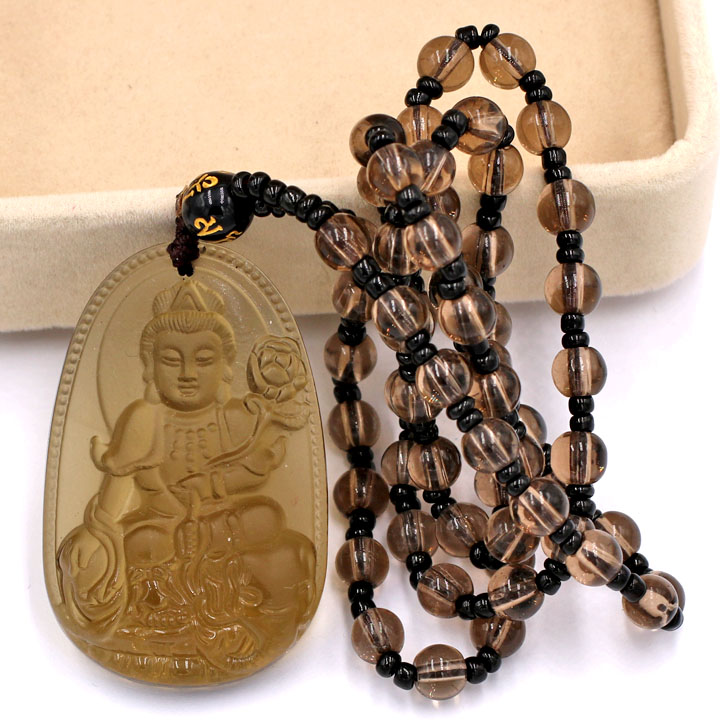 Vòng cổ Bồ tát Phổ hiền đá Obsidian 5 cm DHBNN2