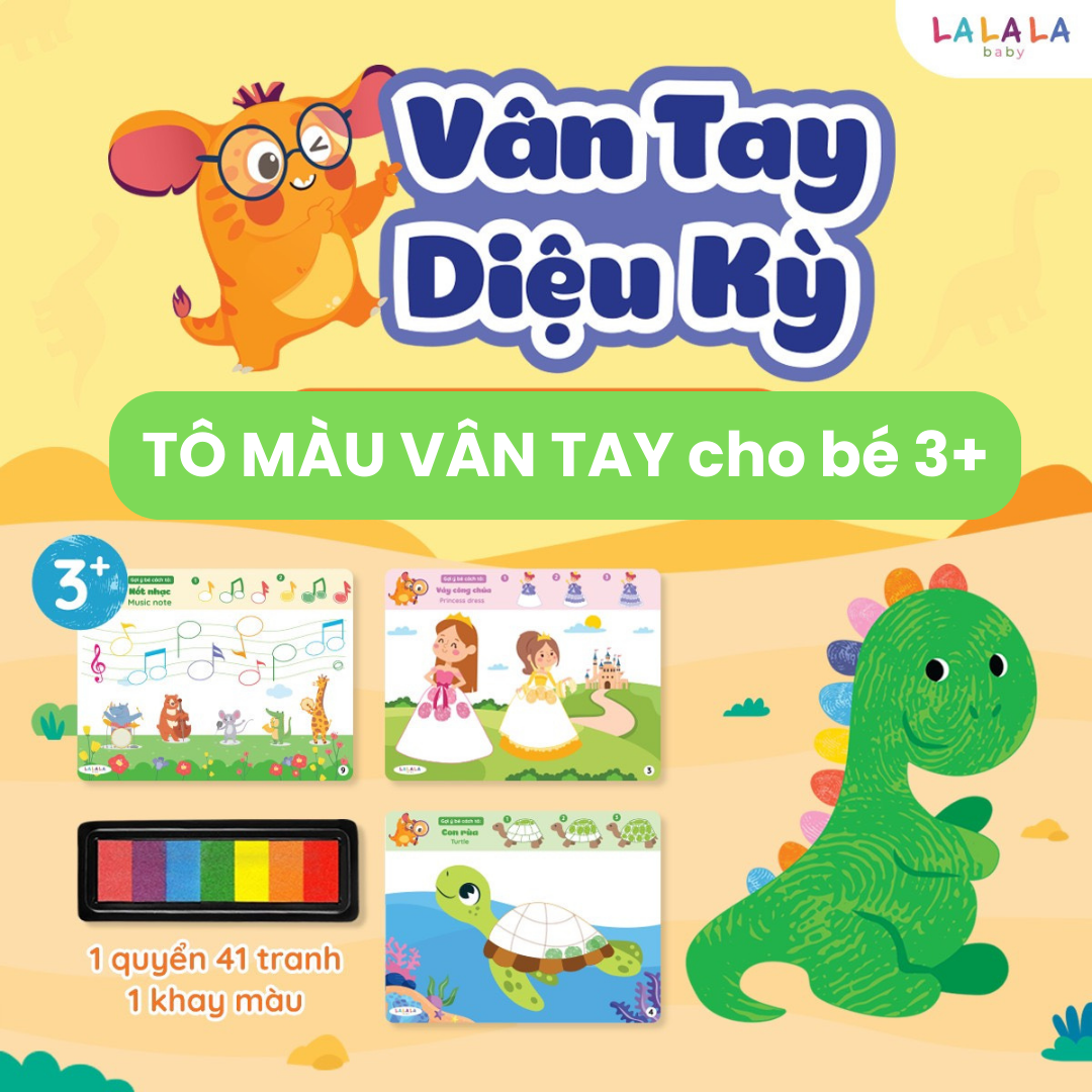 Tô Màu Vân Tay Diệu Kỳ - Gồm Tập Tô 41 Tờ và 7 Màu - Đồ Chơi Cho Bé Sáng Tạo