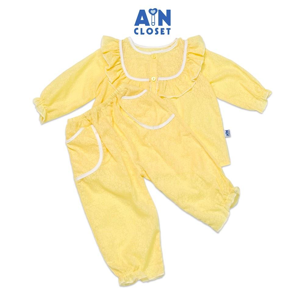 Bộ quần áo dài bé gái họa tiết Hoa mai vàng in chìm boi mịn - AICDBGTZ3SRS - AIN Closet