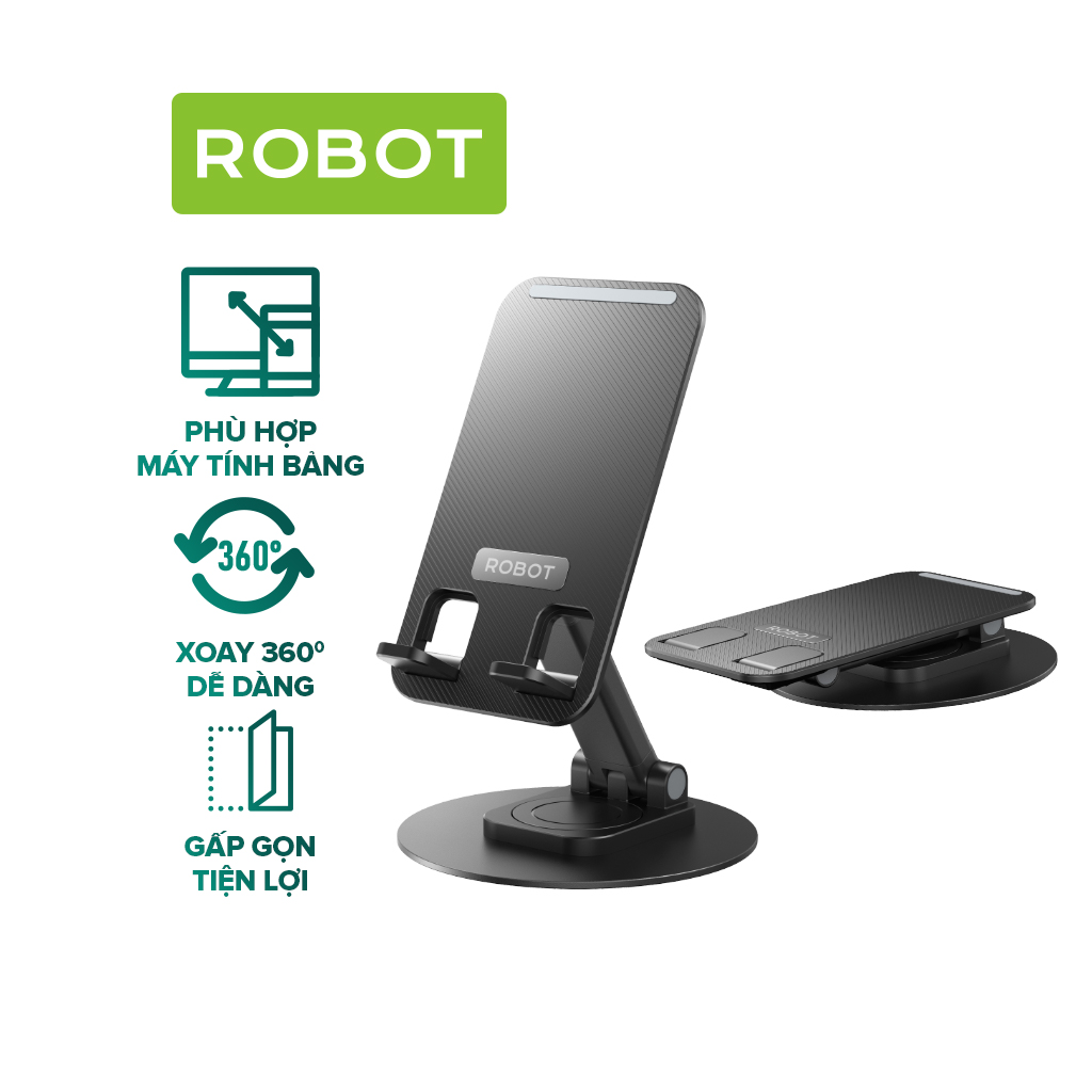 Giá Đỡ Điện Thoại ROBOT RT-US09 Xoay 360 Độ Thiết Kế Gấp Gọn Tương Thích Máy Tính Bảng - HÀNG CHÍNH HÃNG