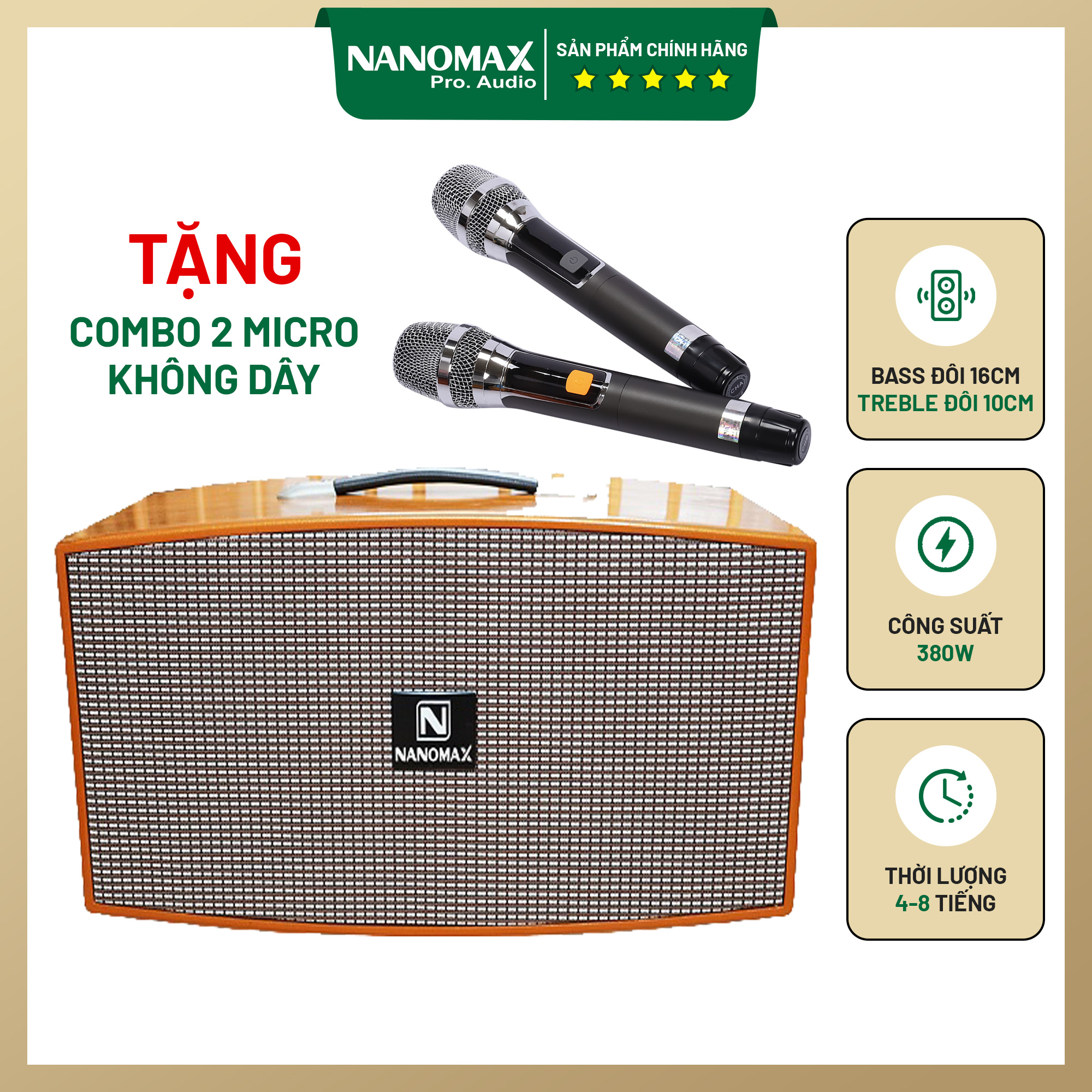 Loa Kéo Karaoke Xách Tay Nanomax X-216 Bass Đôi 16cm Công Suất 380w Hàng Chính Hãng