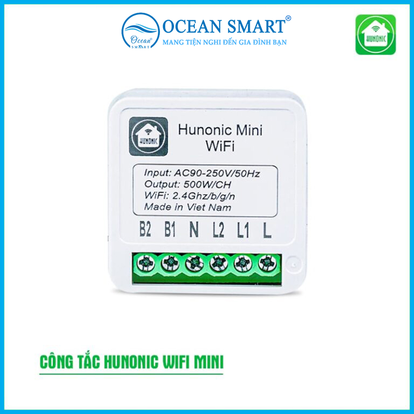 Công Tắc Thông Minh Wifi Hunonic Mini, Công Tắc Điều Khiển Từ Xa Qua Điện Thoại - HNMN02