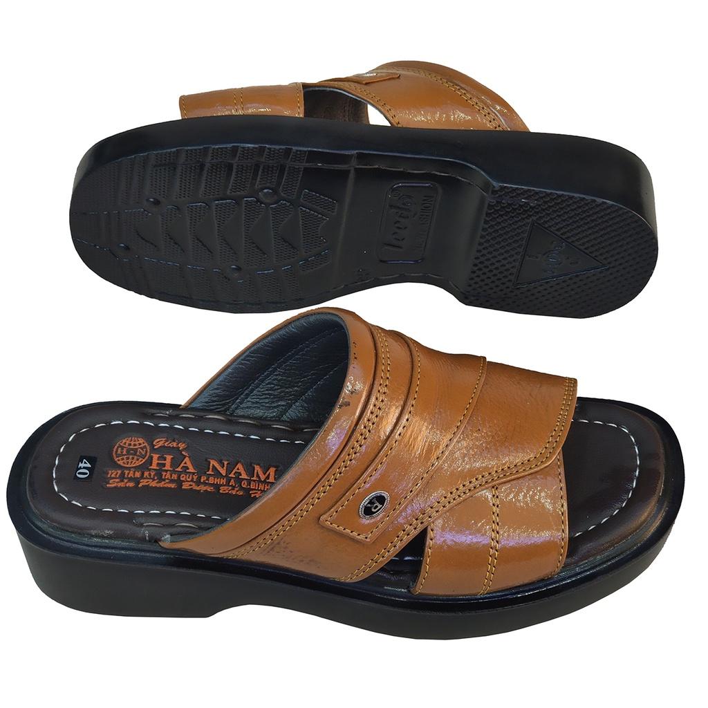 Dép Nam Quai Ngang HÀ NAM Da Bò Thật Cao Cấp DNA2133C