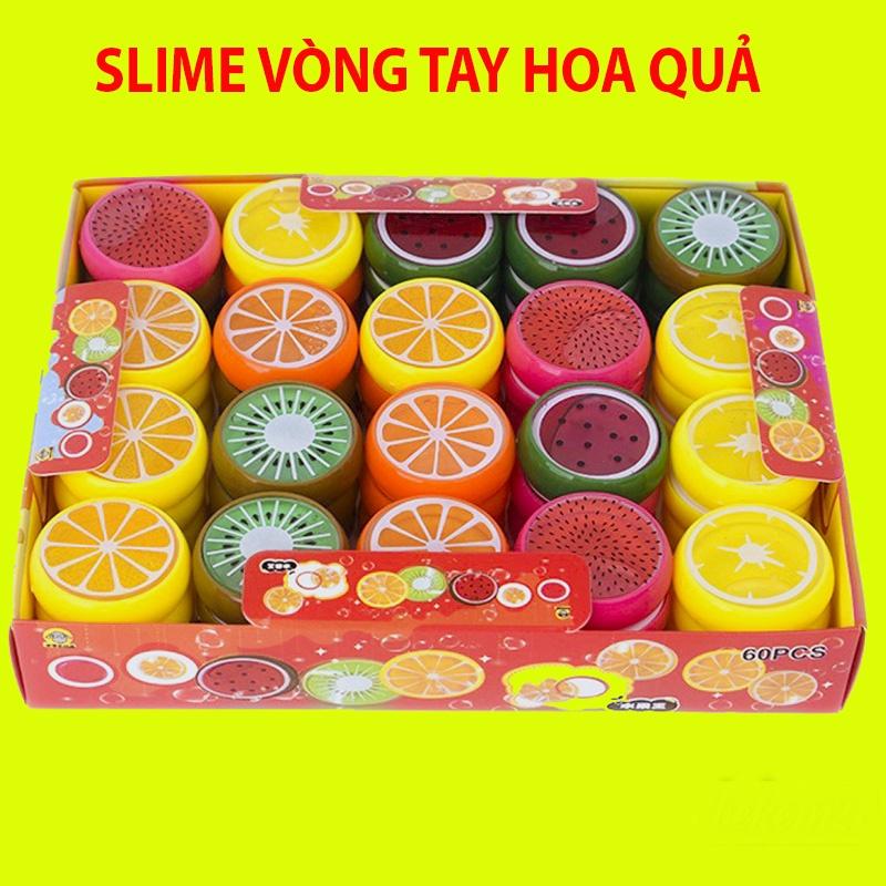 Slime HOA QUẢ kèm vòng tay màu cực đẹp Đồ chơi hũ slam chất nhờn ma quái squishy