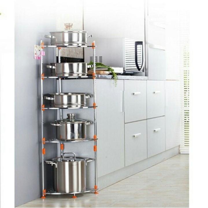 KỆ ĐỂ XOONG NỒI CHẢO 5 TẦNG INOX DÀY DẶN