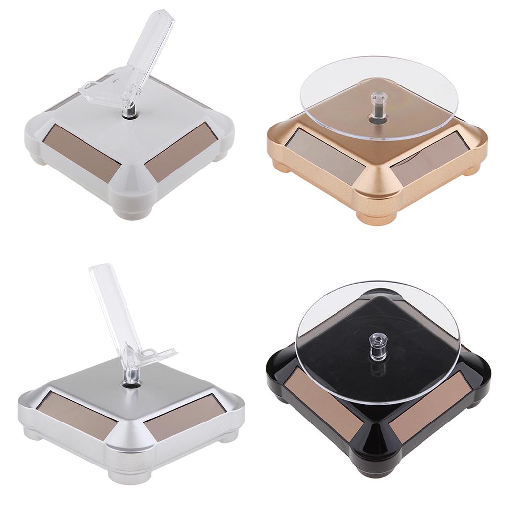 Solar and Battery Powered Turntable Rotating Display Stand Holder Watch Jewelry & Phone Display V Rack, Convenient, Save energy, Eco-friendly