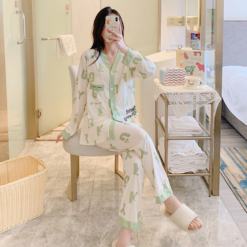 Bộ Đồ Bầu Sau Sinh Dài Tay Có Khe Mở Cho Con Bú Chất Liệu Cotton B13( Có đệm ngực may liền)