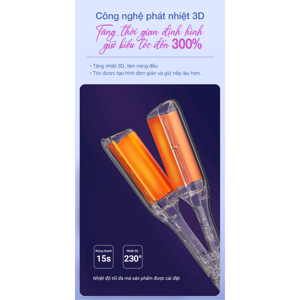 Máy uốn tóc Ion âm kiểu Pháp Life360 LF-MUP23 70W - Hàng chính hãng