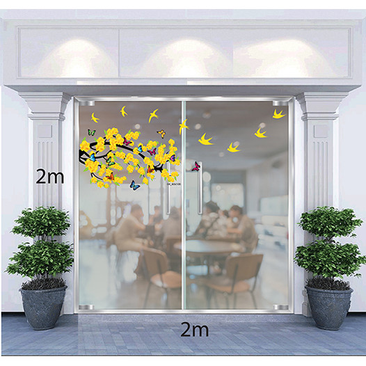 Decal Dán Tường Trang Trí Tết Mai Vàng Mùa Xuân