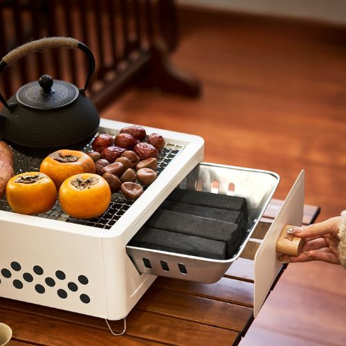 Lò nướng than trắng sữa hoa cao cấp Suncojia chất liệu thép chịu nhiệt tốt không gỉ, an toàn