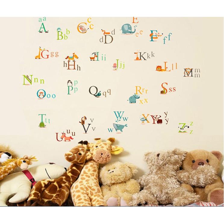 Decal trang trí Bảng Chữ Cái hình Thú Tinh nghịch cho Trẻ