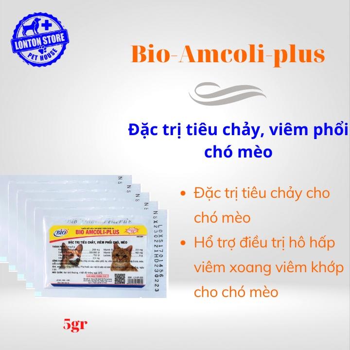 Bio Amcoli Plus - Bột Hòa Tan Cho Thú Cưng Chó Mèo Viêm Phổi, Tiêu Chảy,  gói 5gr
