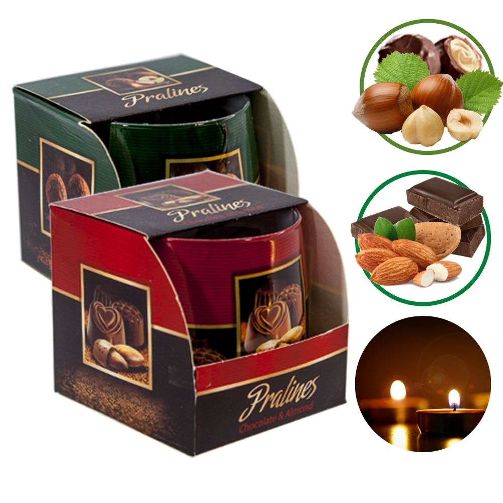 Combo 2 ly nến thơm tinh dầu Bartek Pralines 100g - sôcôla hạnh nhân, nến trang trí, thơm phòng, thư giãn, Hỗ trợ khử mùi