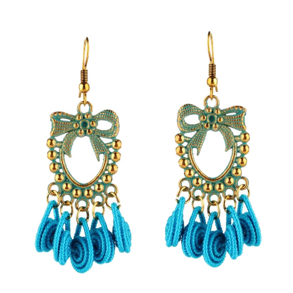 Women Vintage Bohemian Earrings Tassel Fringe Dangle Earrings