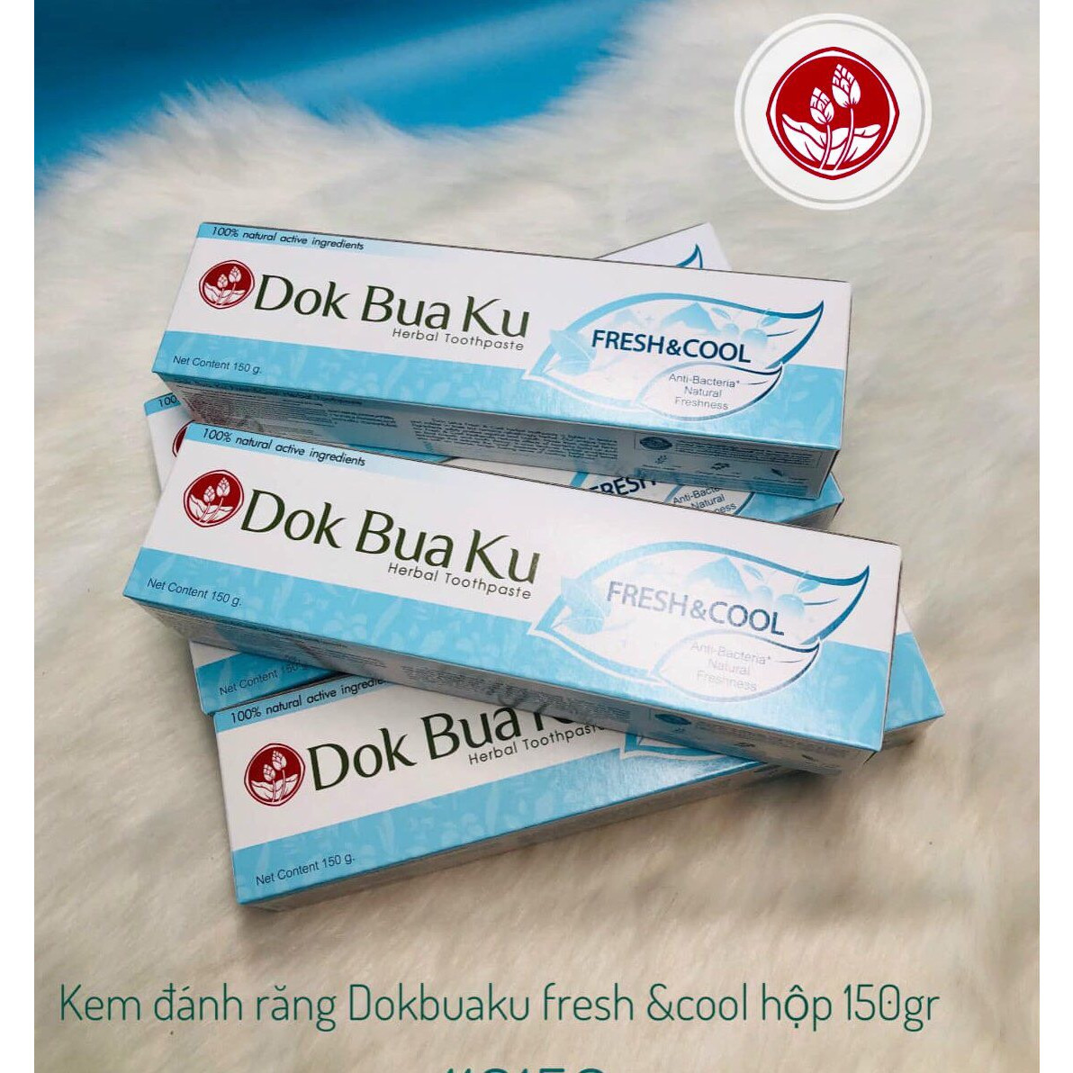 Kem đánh răng thảo dược thơm mát trắng sáng răng hương bạc hà Dokbuaku COOL &amp; FRESH - 150g/Tuýp