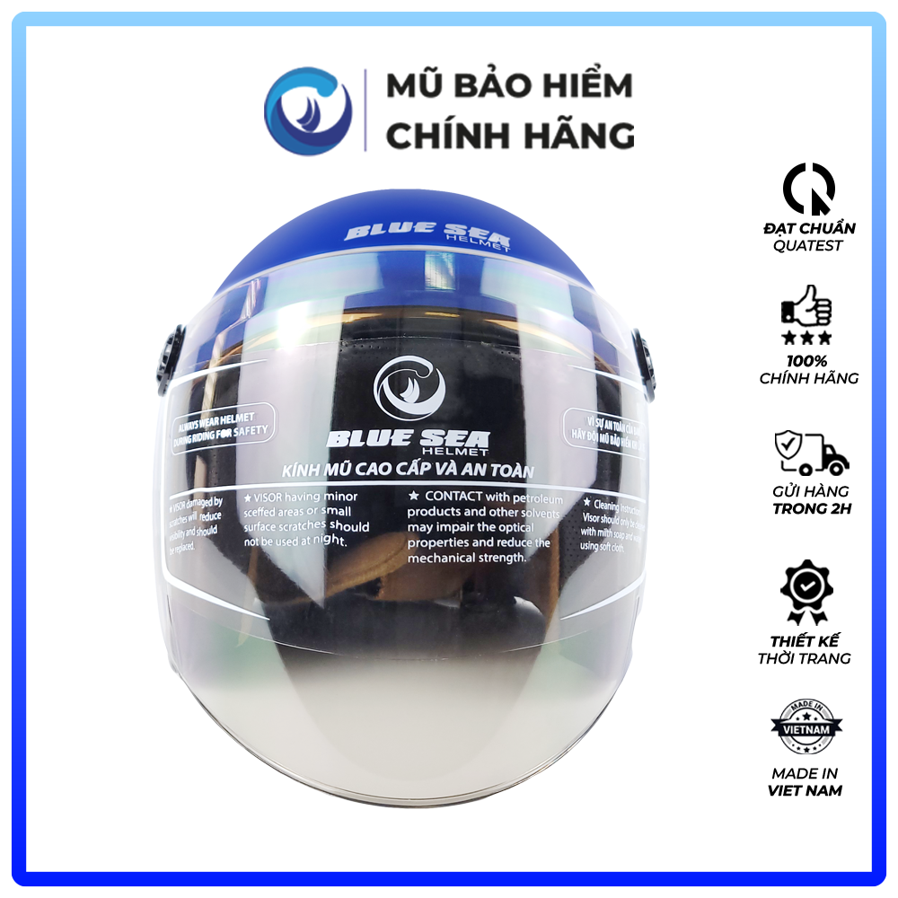 Mũ Bảo Hiểm 3/4 - Blue Sea A100K - Có Kính Chắn Gió Cao Cấp - Chính hãng