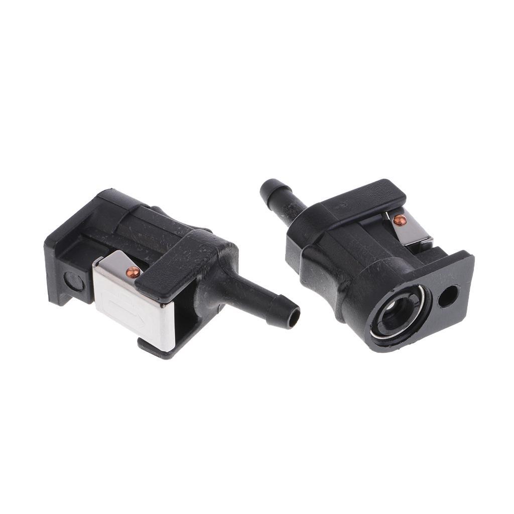 2  Line Tank Connector for  Outboard Motor Engine 6mm Hose Black