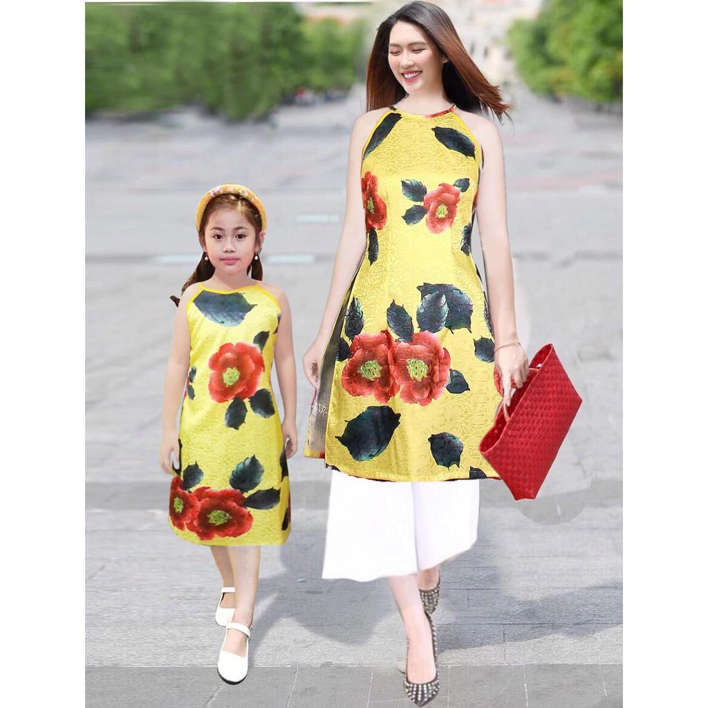 Combo 5 bộ áo dài cách tân mẹ và bé