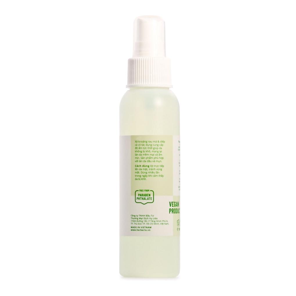 Xịt khoáng rau má & diếp cá herbario 100ml cấp ẩm cấp nước giúp da không bị khô