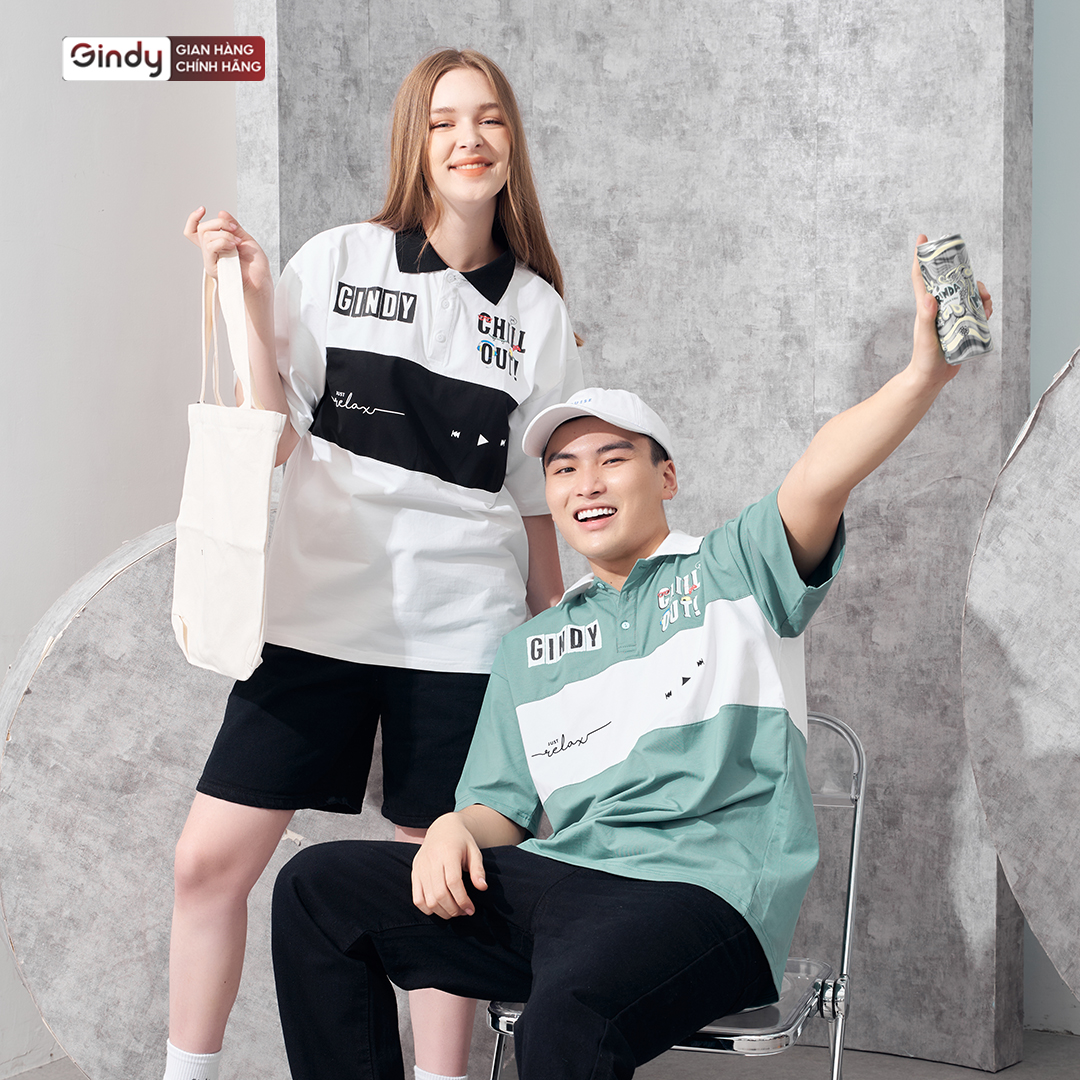 Áo thun polo nam nữ form rộng unisex GINDY phông cotton tay lỡ thời trang Hàn Quốc Local Brand A076