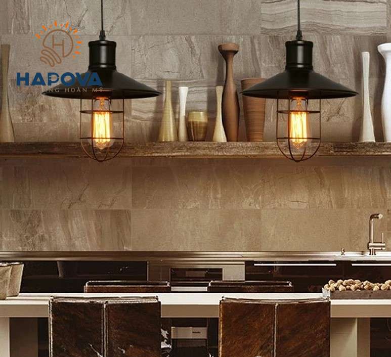 Đèn trần thả trang trí lồng kính HAPOVA ENDA 6803 Tặng kèm bóng Edison