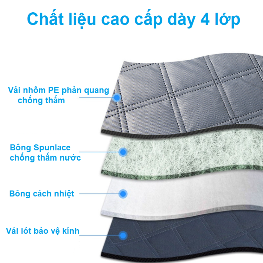 Tấm bạt chắn nắng kính lái, hông xe và gương chiếu hậu xe ô tô 4 lớp phản quang cao cấp - HÀNG LOẠI I