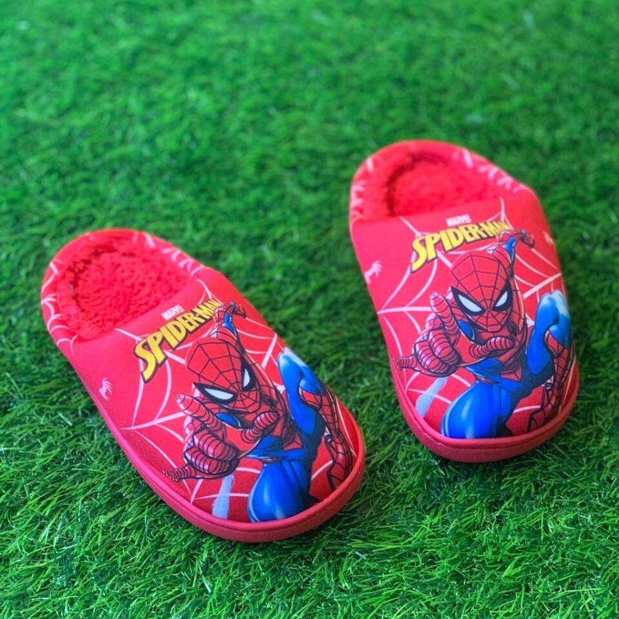 Dép bông đi trong nhà cho bé trai hình siêu nhân spiderman lót lông siêu ấm cao cấp đế cao su chống trơn 2 - 10 tuổi D46