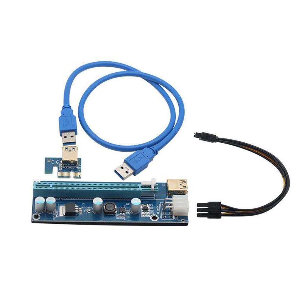 2X PCI-E Riser Card 009S Pcie Express USB Cable SATA 15Pin to 6Pin Power Cable