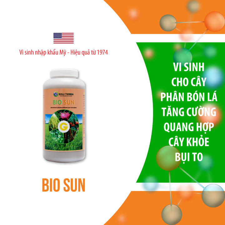Vi sinh tăng cường, bổ sung quang hợp cho cây Bio Sun NSX Soly Tierra - Chai 1 quarter