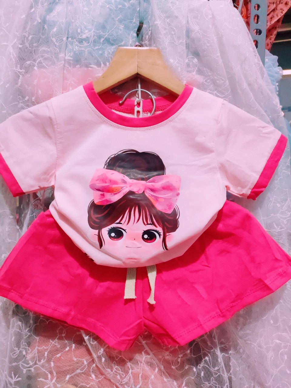 Bộ quần áo thiết kế bé gái cotton L1 mềm mát- ảnh thật