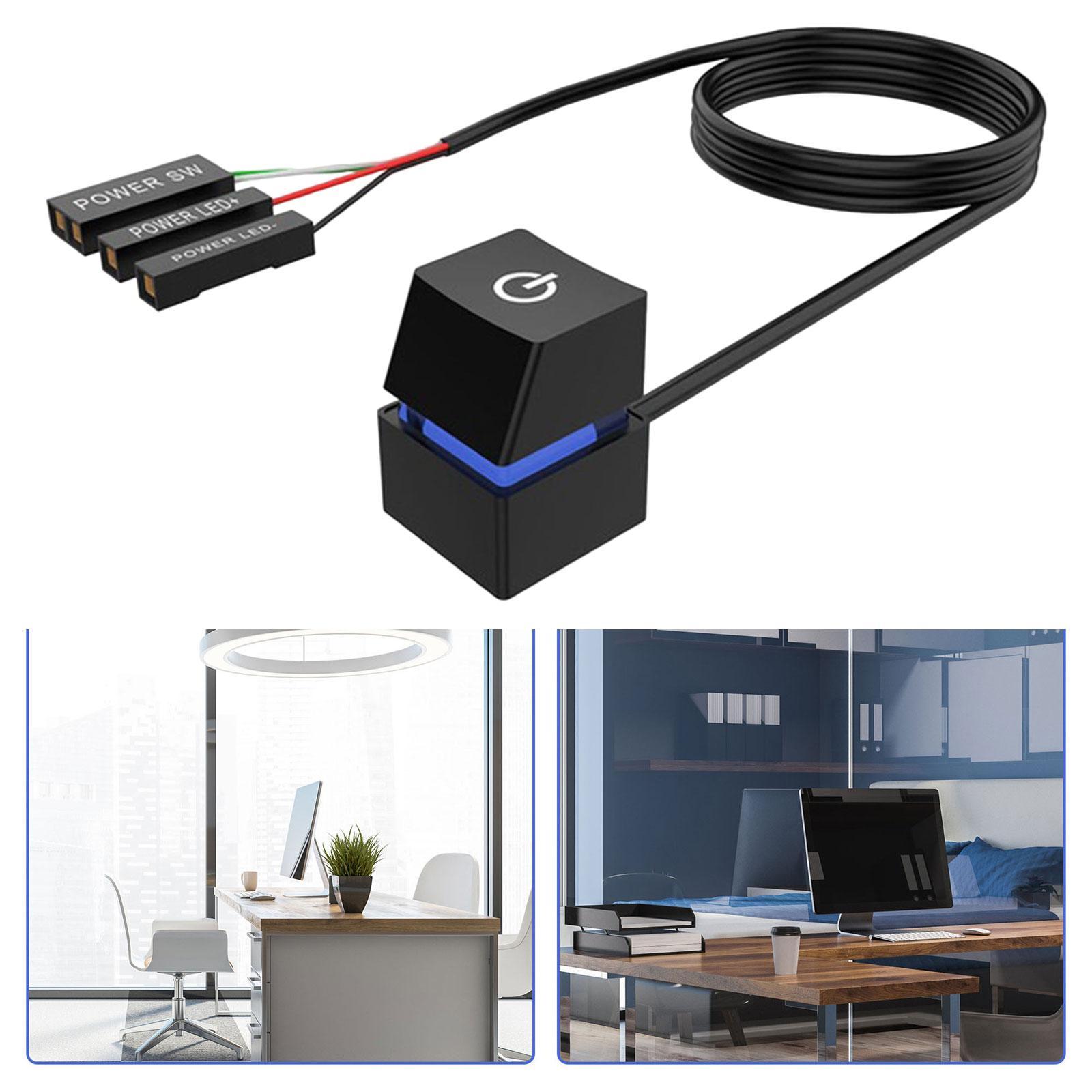 Power on Off Button with Extension Cable External Remote Switch Button for Desktop