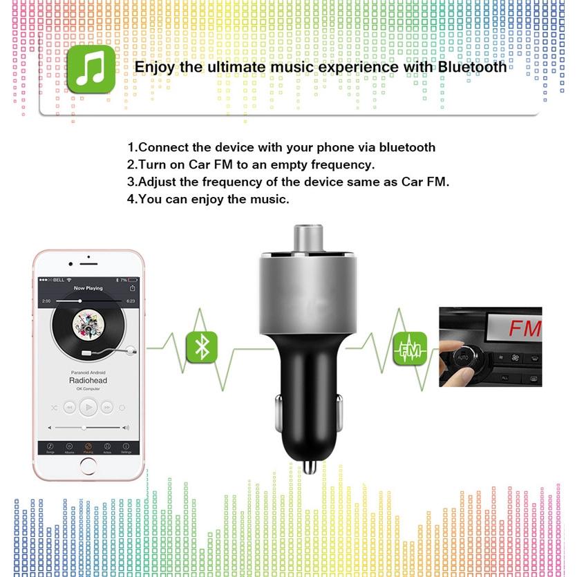 T56 Bộ rảnh tay Bluetooth Bộ chuyển đổi FM Bộ chuyển đổi MP3 Player Bộ sạc USB