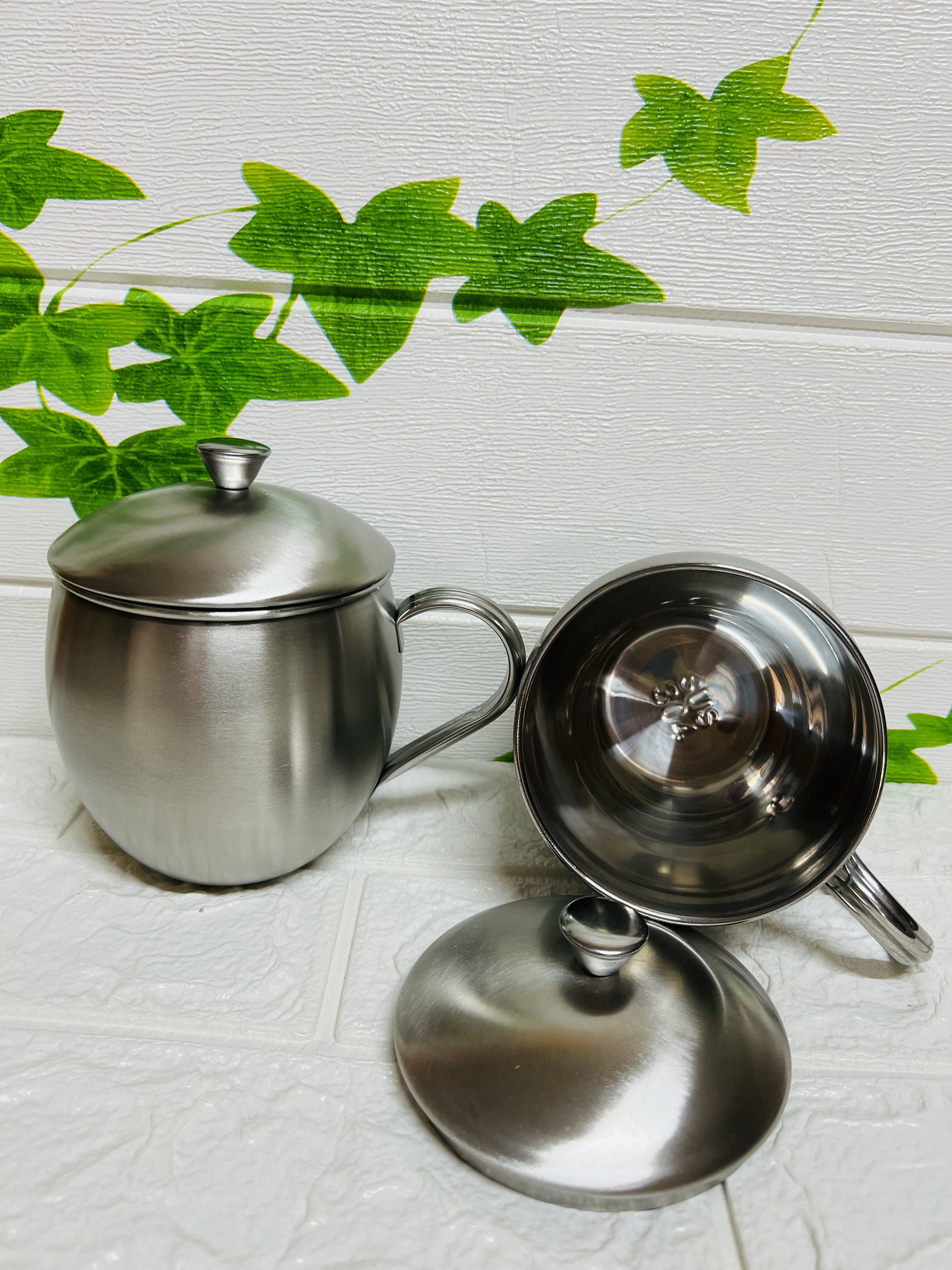 Ca uống nước inox 304 có quai và nắp đậy