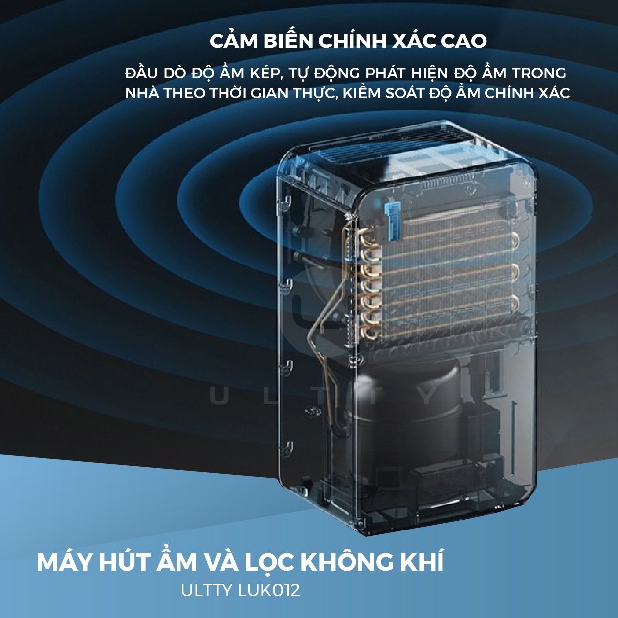 Máy Hút Ẩm &amp; Lọc Không Khí Ion Ultty LUK012 - Kết Hợp Giữa Máy Nén Khí Và Piston Nén Khí Siêu Êm Ái - Hàng Chính Hãng