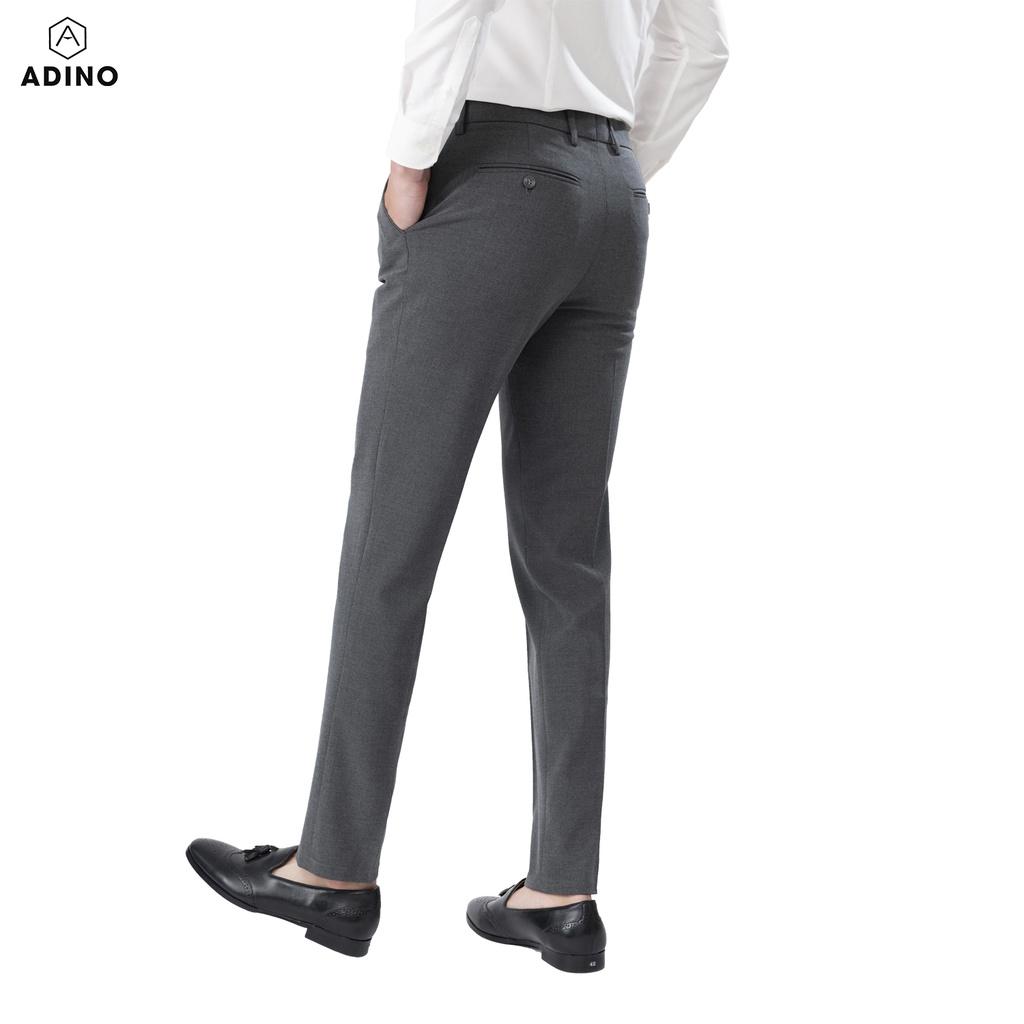Quần tây nam màu ghi đậm ADINO vải rayon polyester dày không bai không xù co giãn dáng công sở ống đứng hơi côn QA131