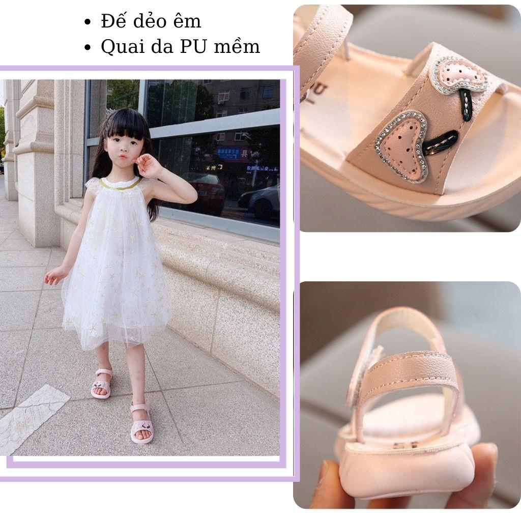 Dép sandal bé gái - dép quai hậu cho bé mùa hè quai ngang hình nấm da mềm kiểu dán màu hồng dễ thương 3 - 6 tuổi SG44