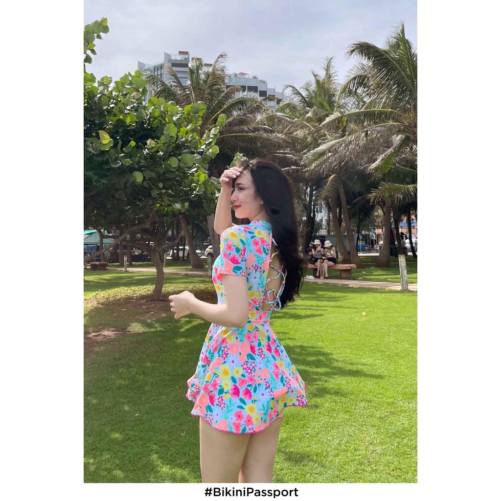 Đồ bơi Nữ BIKINI PASSPORT kiểu Một mảnh váy tay ngắn - màu Floral - BS298_FLO