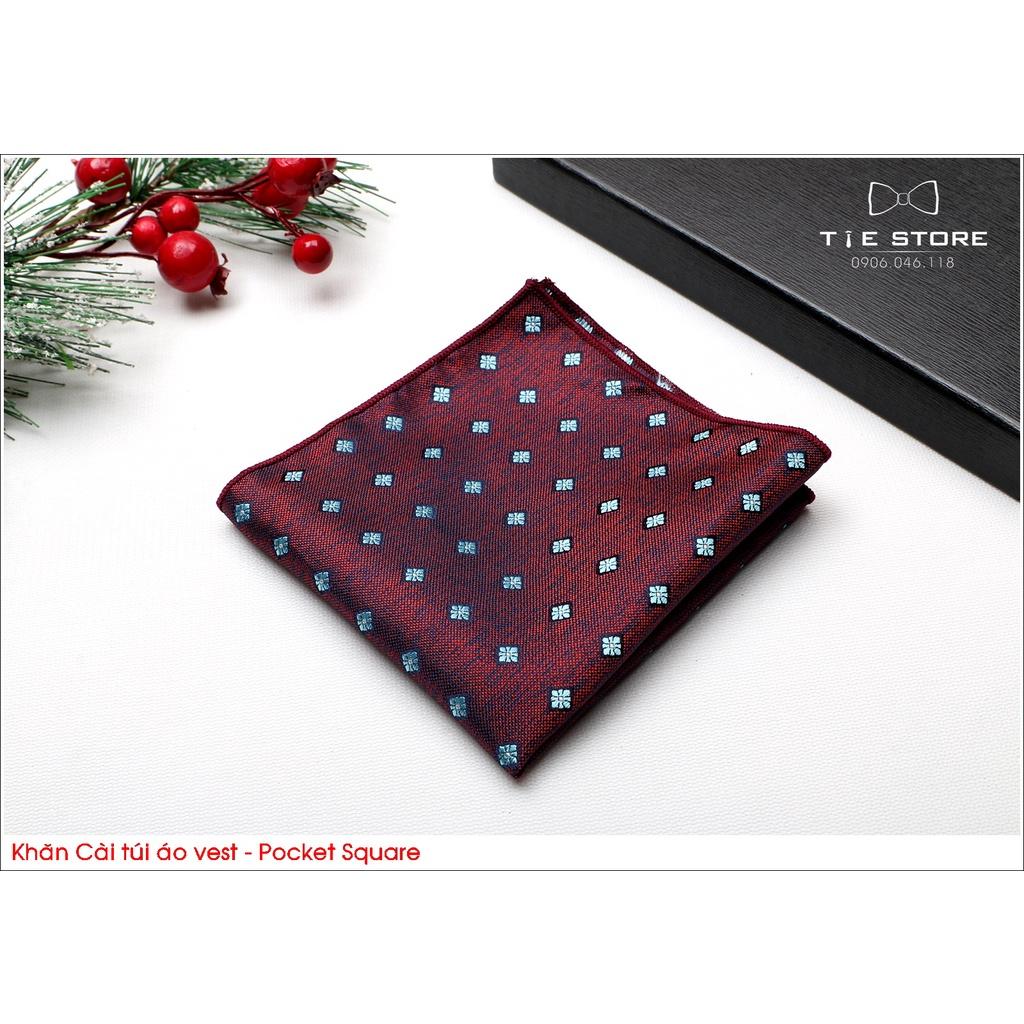 Khăn Cài Túi Áo Vest - Pocket Square - Phụ Kiện Cài Áo màu đỏ mận chấm( kèm ảnh minh họa)