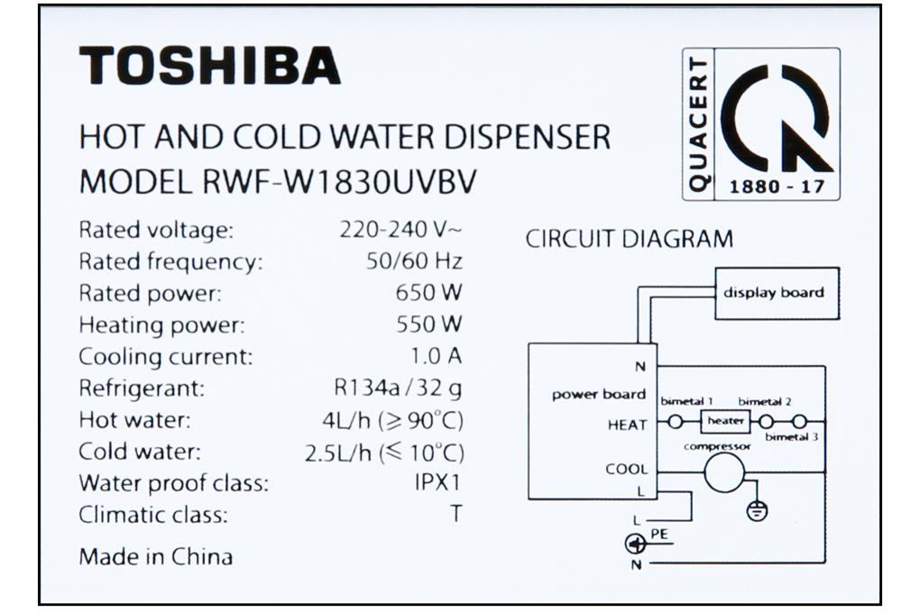 Cây nước nóng lạnh Toshiba RWF-W1830UVBV - Hàng chính hãng