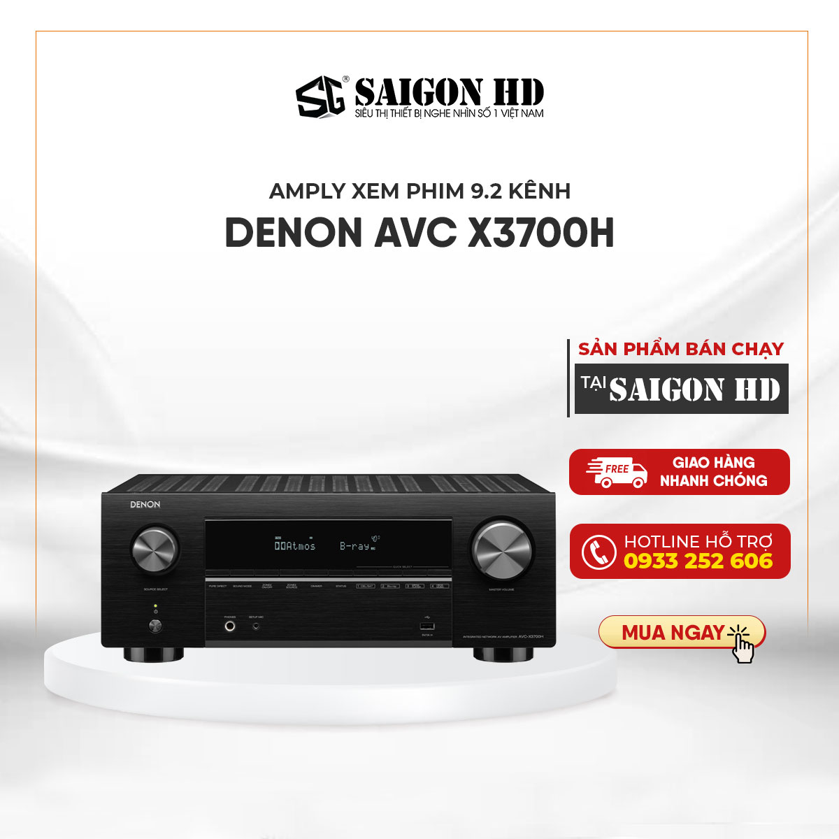 Amply xem phim 9.2 kênh DENON AVC X3700H - Hàng chính hãng, giá tốt