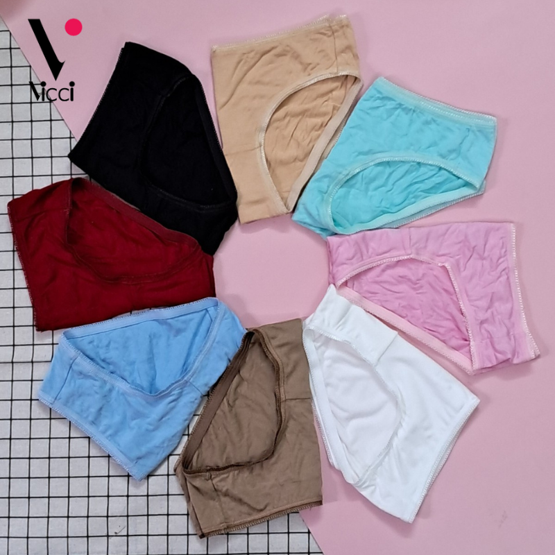 Combo 10 Quần lót nữ cotton trơn cao cấp Vicci 102 cạp thấp, mềm mại, êm ái, kháng khuẩn khử mùi