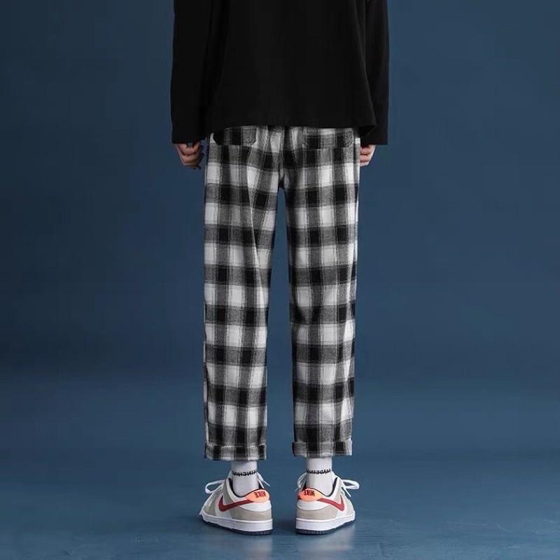 Quần Baggy Nam Nữ Kẻ Caro PLAID Ống Suông Unisex - Kiểu quần ống rộng suông vải Plaid kẻ caro Khanh Store 24